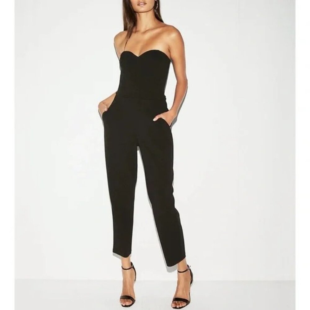NWT EXPRESS Strapless Sweetheart Neckline Jumpsuit with Boning Black SZ 2